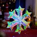 JOIEDOMI Lighted Prismatic Iridescent Christmas Decorations with LED Lights, USB Powered Indoor Christmas Decoration, 15 inch Iridescent Xmas Decor for Party Holiday Desktop, Multicolor Snowflake
