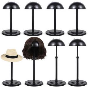 8 Pcs Wig Stand, 9.8"-18.9" Adjustable Height Expandable Wig Head Holder Portable Sturdy Non Slip Hat Display Stand for Wigs Styling Hat, Cosplay Masks and Helmets Display(Black)