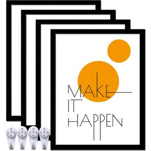 14x18 Picture Frame Set of 4, Black 14 x 18 Frame High Transparent Wall Gallery Poster Canvas Photo Frames for 14 by 18 inches