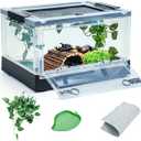 BINANO Foldable 16" Reptile Terrariums, Snake Tanks, and Enclosures for Bearded Dragons, Iguanas, Lizards, Crested Geckos -Clear Views, Portability, High-Temperature Resistant Iron Mesh Ventilation, Size: Small (16"x11.4"x9.3")