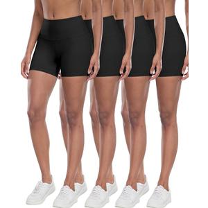 High Waisted Spandex Biker Shorts, Workout Booty Soft Yoga Shorts for Women 4Pcs