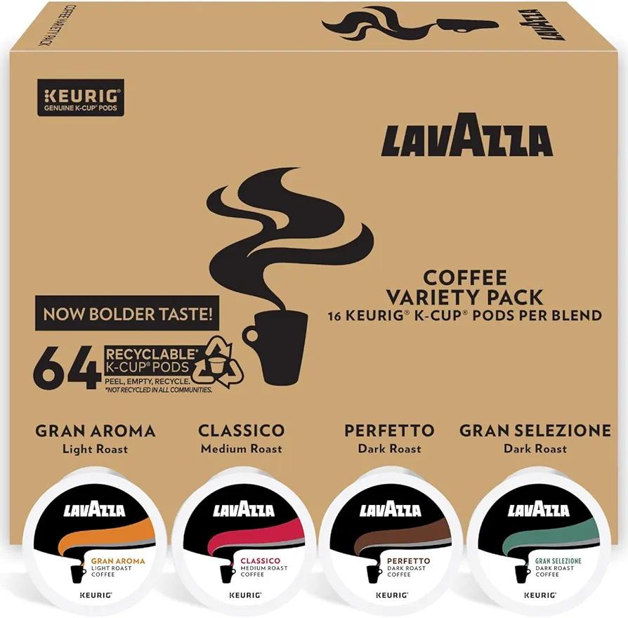 Lavazza Coffee K-Cup Pods Variety Pack for Keurig Single-Serve Coffee Brewers, 64 Count, 634 Grams BB 3/16/26