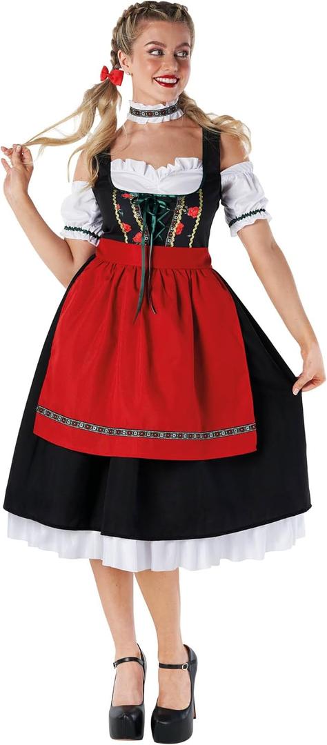 Morph Dirndl Dresses Women, Oktoberfest Outfits Women, October Festival Costume, Womens Lederhosen, Womens Halloween Costume (Medium)