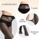 2 Pairs T-Crotch Sheer Tights for Women, 40D Rip Resistant Pantyhose for Women, Ultra Thin High Waist Stockings
