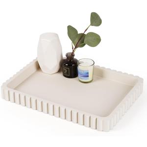 Concrete Decorative Tray for Coffee Table Decor, 14" Coffee Table Tray Ottoman Tray Table Centerpieces, Rectangular Modern Decorative Trays for Home Decor, Living Room, Entry, Gray (14" x 10" x 1.5")