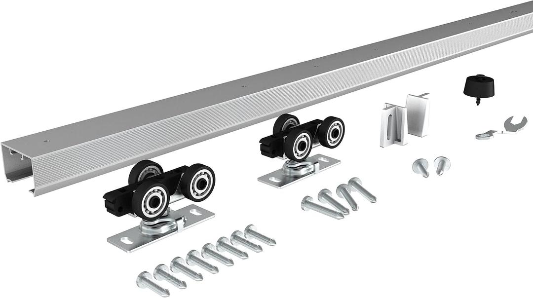 JUBEST 5FT Commercial Grade Pocket Door Hardware and Track Set, Sliding Door Hardware 56.7", Durable and Smoothly, Easy to Install