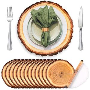 TaoBary 100 Pcs Disposable Wooden Slice Woven Paper Placemats 12 inch Rustic Charger Place Mat Bulk Table Paper Placemat for Birthday Wedding Dinner Party (Wooden Slice)