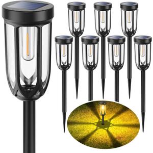 Solar Pathway Lights 8 Pack, Solar Lights Outdoor Waterproof IP65, Bright Auto On/Off Driveway Patio Light, Solar Garden Lights Landscape Lighting for Walkway Lawn Yard (Warm White-8P)