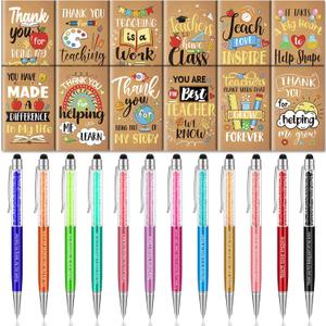 24 Pcs Funny Pens Notepads Gifts Set for Teacher Nurse Christian Theme Appreciation Gift Bulk Inspirational Negative Motivational Notepad Diamond Ballpoint Pen for Nurse Teacher Office (Classic)
