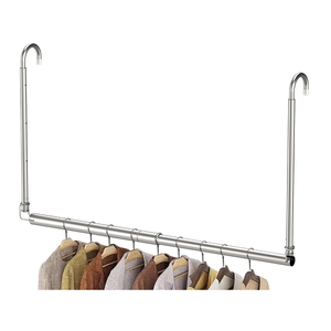 Hanging Closet Rod, Adjustable Height & Width Closet Rods for Hanging ClothesCloset Extender Hanging Rod SpaceMaximizing Design Suitable for Hanging and Drying Clothes, Silver