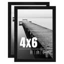 LaVie Home 4x6 Picture Frame 2 Pack, Black, 4x6, Modern, Rectangular, Water Resistant, 2 Count