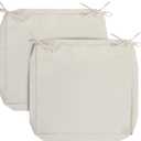 FUNHOME 2 Pack Outdoor Cushion Slipcovers 24" x 22" x 4", No Insert! Water-Resistant Patio Chair Seat Cushion Covers with Zipper and Tie, Replacement Cover Only(Cream White)