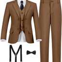 Boy's Formal Suit 7 Piece Slim Fit Tuxedo for Kids Teen Boys Jacket Vest and Pants Set for Wedding with Bow Tie Suspenders 12Y