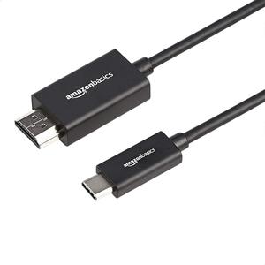 Amazon Basics Premium Aluminum Uni-Directional USB-C (Source) to HDMI (Display) Cable Adapter (Thunderbolt 3 Compatible) 4K@60Hz, 6-Foot, Black