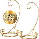 2 Pcs Small Twisted Ornament Display Stand 7.5" H Ornament Hanger Stand Holder Hanging Terrarium Holder for Wedding Christmas Home Office Decor(Gold)