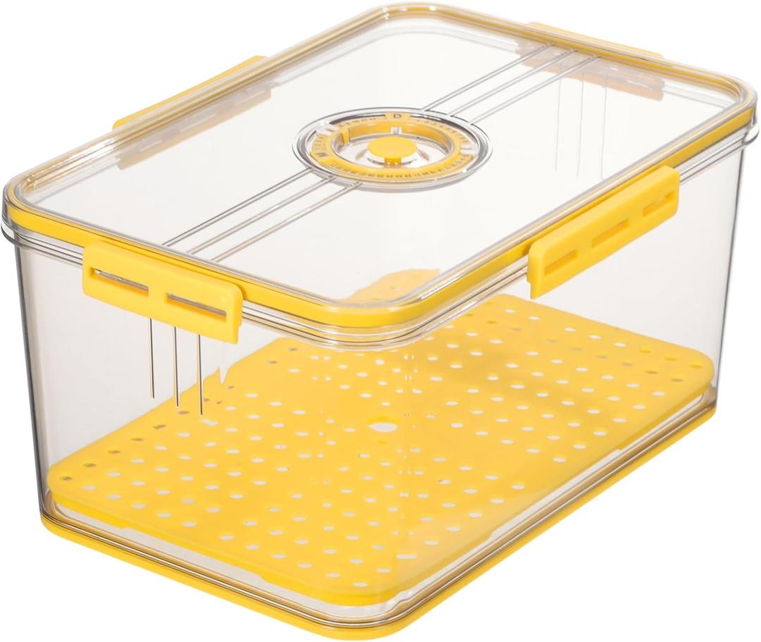 Bread Box for Homemade Bread, Bread Boxes for Kitchen Counter with Lid, Time Recording Bread Storage Container, Bread Containers Storage Airtight Loaf Bread Keeper, Yellow