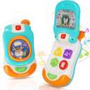 Baby Phone Toys with musicial and Light, Flip Phone Educational Toddler Toys (Blue)