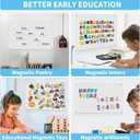 17.7" x 11.8" White Metal Magnetic Board - Magnet Bulletin Board to Display Magnetic Letters Numbers Animal, Poetry, Spice Jars, Notes, Photos, Suitable for Wall, Refrigerator, Cubicle, Cabinet