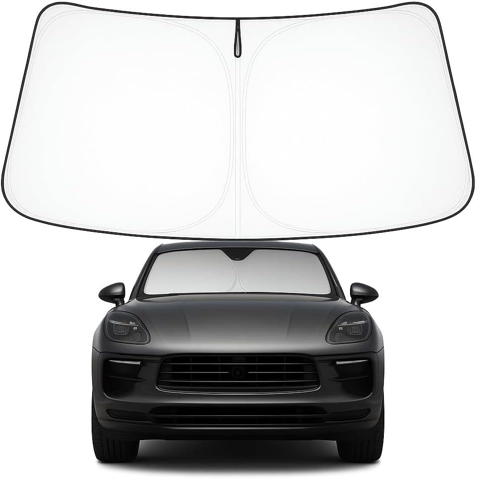 Proadsy Front Windshield Sun Shade Foldable Sunshade Protector for 2014-2025 2026 Porsche Macan SUV Sun Visor Blocks UV Rays Keep Car Cooler Accessories