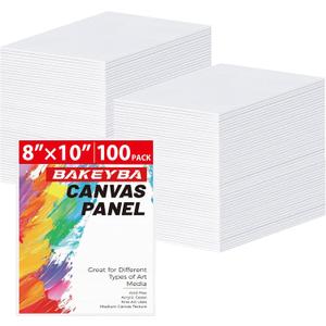 100 Pack 8x10 Inch Flat Canvas Boards for Painting, Canvas Panels 100% Cotton White Blank Art Supplies for Acrylics Oil Gouache Tempera Paints, 8"x10"- 100pcs