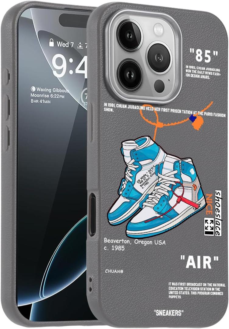 Cool Design Phone Case for iPhone 15 Pro Max Case for Boys Men Aesthetic Shockproof Basketball Sneaker Sports Designer Cases Compatible with iPhone 15 Promax Gray