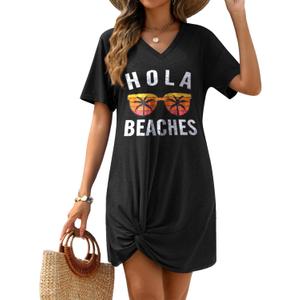 AI'MAGE Swimsuit Cover Ups for Women Short Sleeve Bathing Suit Coverup Casual Bikini Swimwear Beach Cover Up Dress (Large)