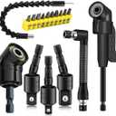 7Pcs Flexible Drill Bit Extension, Include  Rotatable Socket Adapter  Right Angle Drill Attachment Angled Bits and Bendable Extension