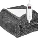 Tefici Heated Blanket Full Size Electric Blanket Throw, Soft Flannel to Sherpa, 6 Levels Fast Heating, 1-9 Hours Auto Off, Machine Washable, ETL&FCC Certified Grey, 72X84 inches