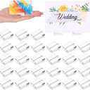 100 Pcs Acrylic Place Card Holders, 1.2 Inch Clear Table Number Holders Wedding Sign Holder Small Sign Display Stand with Card Slot for Table Wedding Photos Office Name Cards Menu Meeting