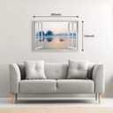 artopia Lake House Canvas Wall Art - Mountain Lake Picture with Sunrise & Sunset - for Bedroom and Office - 36x24 Inches