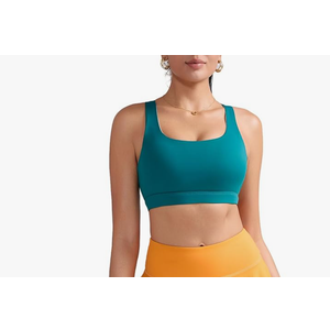 RUNNING GIRL Sports Bras for Women, Medium-High Impact Running Strappy Sports Bra with Removable Pads Color: Green Size:M