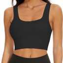 SIMIYA Womens Sports Bra Removable Pads Medium Support Ribbed Seamless Tank Tops Workout Crop Top Yoga Bra