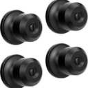 4 Pack Privacy Black Door Knobs with Lock, Door Handles with Black Door Knobs Interior for Bedroom or Bathroom, Heavy Duty Door Lever for Left Right Sided Doors