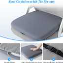 SheRest Office Chair Cushion with Straps, Memory Foam Seat Cushion with Removable Cover, Suitable for Office Chairs, Car Seats, and Airplane Seats, Gray, Large