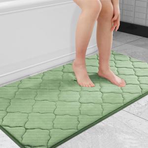 OLANLY Memory Foam Bath Mat Rug 44x24, Ultra Soft and Absorbent Bathroom Rugs, Non-Slip, Comfortable, Machine Washable Bath Carpet for Bathroom Floor, Tub Shower and Home Decor Accessories, Sage Green