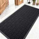 OLANLY Front Door Mat Outside Entrance 47x23, Absorbent, Heavy Duty Sturdy Natural Rubber Doormat Indoor Outdoor, Stain and Fade Resistant, Non-Slip Backing Low Profile Floor Mat for Entryway, Black