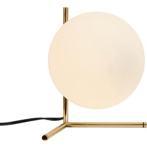 BOKT Mid Century Modern Brass Table Lamp Contemporary Gold Glass Globe Desk Lamp Vintage Bedroom Bedside Reading Lamp Golden Metal Nightstand Lamp for Office Study Room