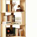 Tall Corner Bookshelf, 6 Tier Corner Book Shelf Etagere Bookcase with Baffle, Freestanding L Shaped Display Shelf Stand for Home Office, Living Room, Bedroom, Brown