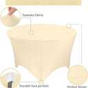 4 Pack 5FT Round Spandex Tablecloth 60 Inch Beige Stretchable Table Cover Washable and Wrinkle Resistant Table Cloth, Fitted Round Table for Wedding, Banquet, Birthday, Party, Restaurant (Beige)