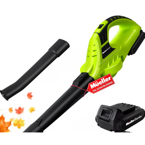 Mueller UltraStorm Cordless Leaf Blower, 20 V Powerful Motor, Electric Leaf Blower for Lawn Care, Battery Powered Leaf Blower Lightweight for Snow Blowing (Battery & Charger Included) Green
