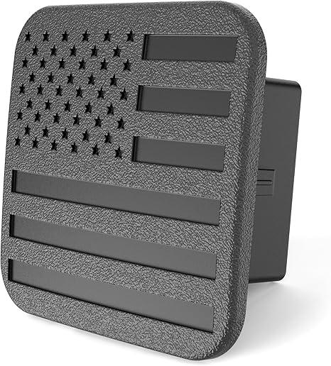 1 1/4 Inch (1.25 Inch) American Flag Trailer Hitch Cover Tube Plug Insert (Black Plastic, 1.25 inch)