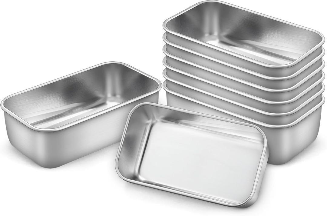 LIANYU Mini Loaf Pan for Baking Bread, 7 Pack 6.3 x 3.5 Inch Stainless Steel Small Bread Loaf Pan for Homemade Meatloaf, Tin Loaf Baking Pan Perfect for Banana Sourdough Sandwich, Dishwasher Safe