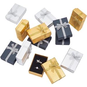 PH PandaHall 12pcs Jewelry Box, 2x2.7x1 Inch Small Gift Boxes Metallic Paper Earring Box with Bowknot Small Box for Valentine's Day Gifts Jewelry Earring Necklace Bracelet Silver Bar Ring Keychain