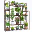EnHomee Plant Stand Indoor Plant Stands Outdoor Tall Plant Shelf for 19-25 Pots Corner Tiered Plants Stands for Multiple Plants Wood Hanging Plants Holder for Garden Balcony Patio Window Porch