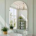 Frameless Bathroom Mirror, 24"x36" Arched Bathroom Vanity Mirrors for Beveled Edge, Arched Wall Mirror, Decorative Arch Mirrors for Bedroom, Entryway, Living Room