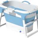 Foldable Bathtub for Adults, 20 Gallon Portable Bathtub, Collapsible Soaking Tub with High-Density PVC & Insulation Cover, Spa for Small Bathrooms, Apartments, Outdoor Use (Drain Hose Included), 41"