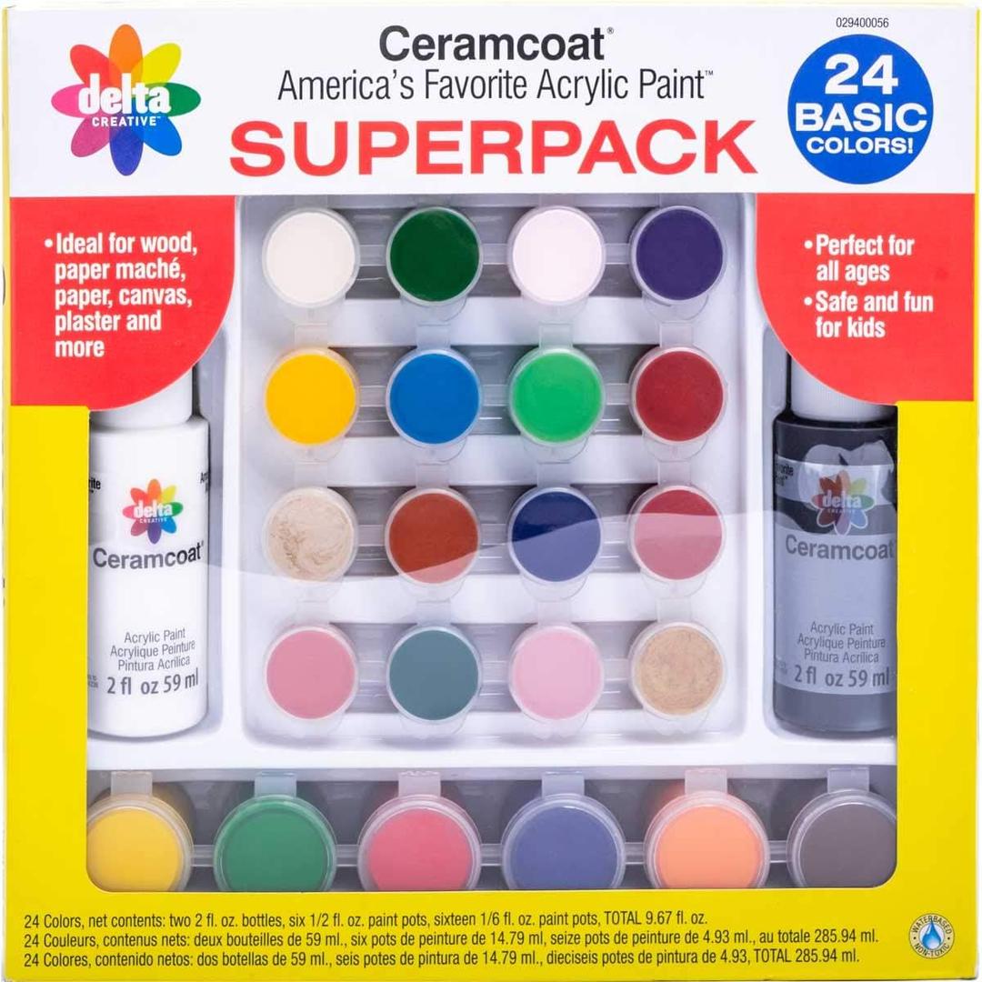 Delta Creative Basic Super Pack Paint Set, (24 Colors)