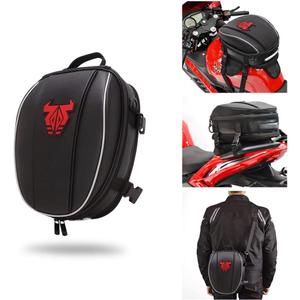 JFG RACING Motorcycle Bag,12L Dual Universal Motorcycle Tail Bag Seat Bag Backpack Saddlebag Luggage-Red