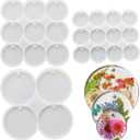 Flat Circle Resin Molds, 3Pcs Silicone Round Earrings Pendant Resin Molds with 25 Cavities for Earrings, Keychain, Pet Tag, Jewelry Making, Epoxy Resin Art