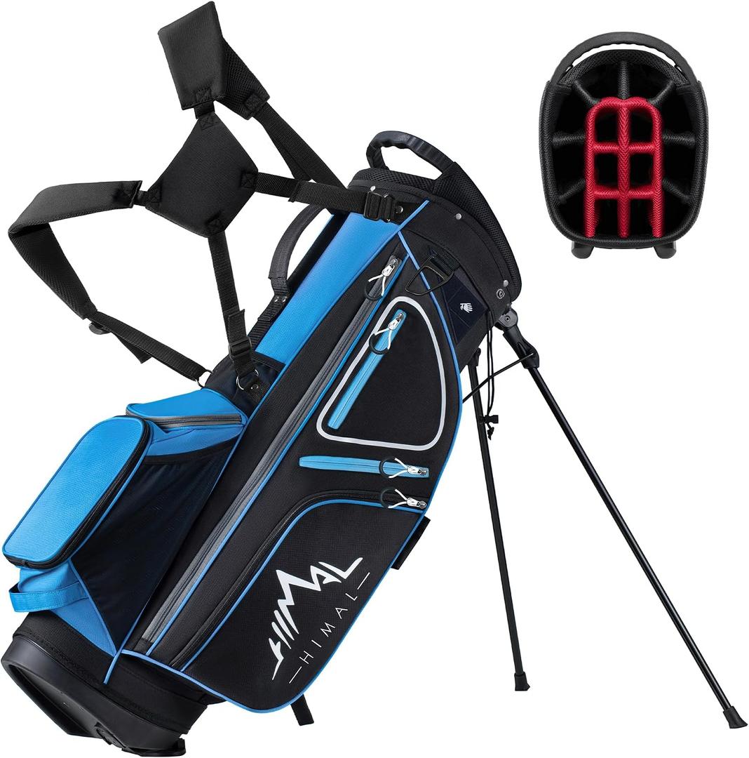 GoHimal 14 Way Golf Stand Bag, Golf Bags for Men with Stand, Top Dividers Ergonomic with 10 Pockets Golf Club Bags